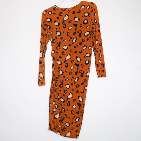 3.1 Phillip Lim Target Ruched Short Dress Size Small Orange Blue Cheetah Print - Picture 2 of 7